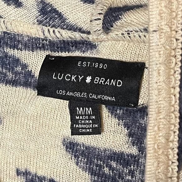 Lucky Brand Womens Aztec Western Open Front Cardigan | Blue Cream | Size Medium - Picture 4 of 5